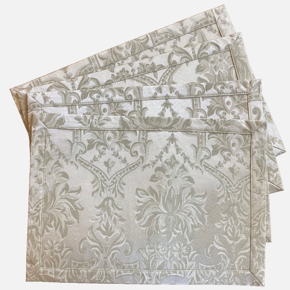 Waterford Damask Placemats Sage Green Bainbridge pattern 4 each - Picture 1 of 4